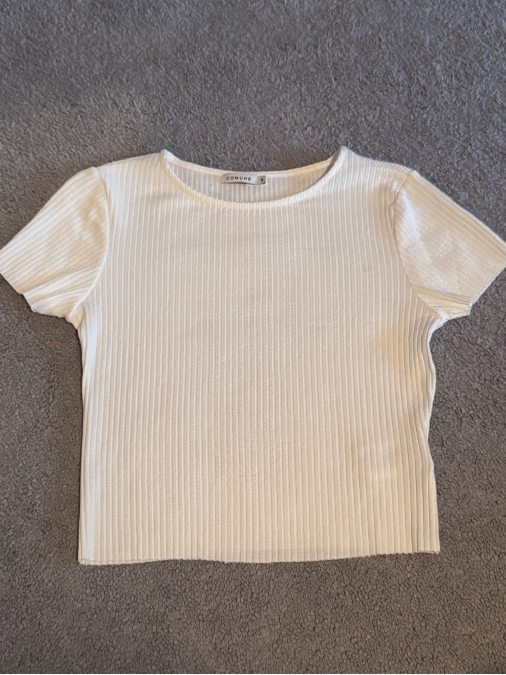 White Ribbed Crop T-Shirt